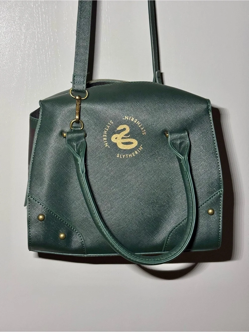 Bioworld Harry Potter Slytherin Hogwarts Green Satchel Bag w/ Plush Owl Charm